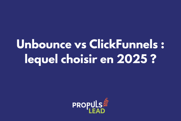 Comparaison interface Unbounce vs ClickFunnels avec logos des deux plateformes sur écran d'ordinateur
