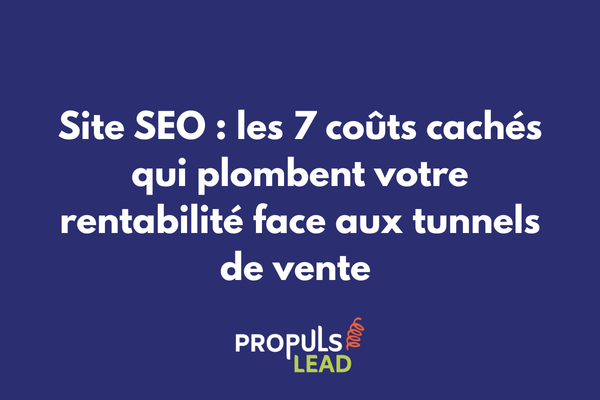 Iceberg montrant les coûts visibles et cachés d'un site SEO versus un tunnel de vente