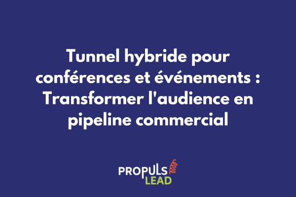 Infographie montrant l'intégration d'une conférence physique avec des outils digitaux de capture et nurturing automatisé