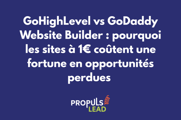 Comparatif GoHighLevel vs GoDaddy montrant site à 1€ avec 0 conversion versus tunnel à 97€ générant 50 clients