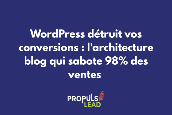 Architecture WordPress orientée blog avec flèches montrant dispersion visiteurs vs tunnel GoHighLevel avec parcours linéaire conversion