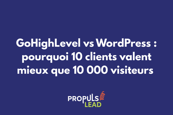Comparatif visuel GoHighLevel vs WordPress montrant 10% de conversion contre 1% sur les métriques business