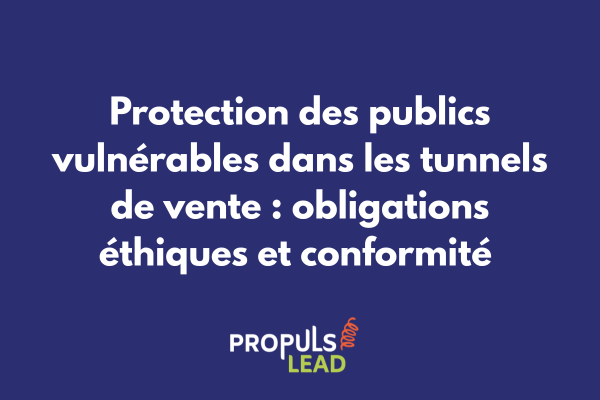 Tunnel de vente éthique avec bouclier de protection symbolisant la sécurité des publics vulnérables