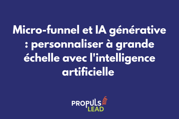 Interface d'outil d'IA générative créant automatiquement du contenu personnalisé pour différents segments d'un micro-funnel avec métriques de performance