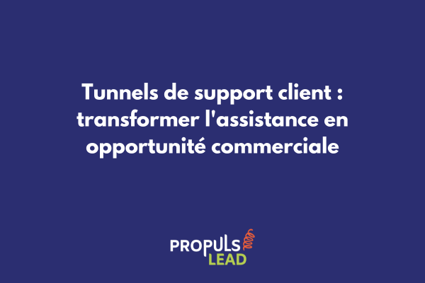 Schéma d'un tunnel de support client automatisé avec GoHighLevel montrant le parcours depuis la demande d'aide jusqu'à la résolution et l'upsell
