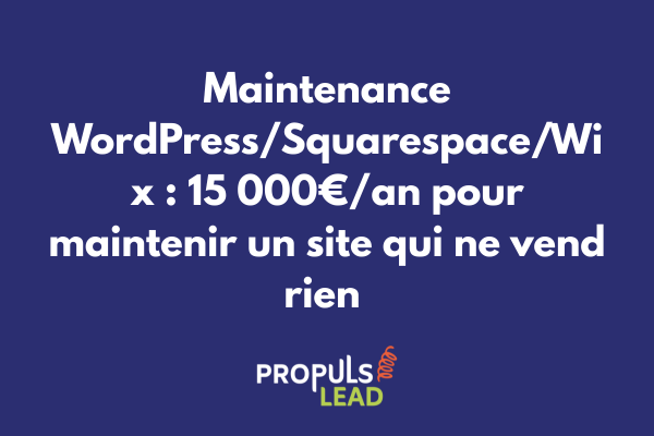 Graphique coûts maintenance annuels : WordPress 15K€, Squarespace 8K€, Wix 6K€ vs GoHighLevel 0€