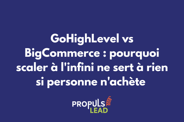 Comparatif GoHighLevel vs BigCommerce montrant infrastructure massive à 0,8% conversion vs tunnel simple à 11% conversion