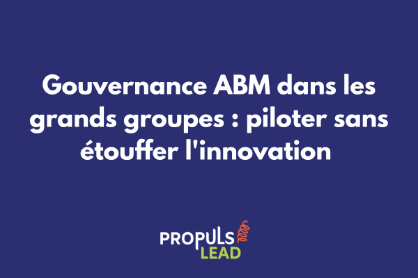 Organigramme de gouvernance ABM multi-niveaux pour grand groupe avec comités de pilotage et flux décisionnels
