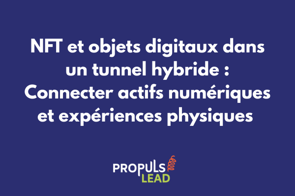 Illustration d'un tunnel de vente hybride intégrant NFT, QR codes et expériences phygitales avec connexion entre wallet digital et boutique physique