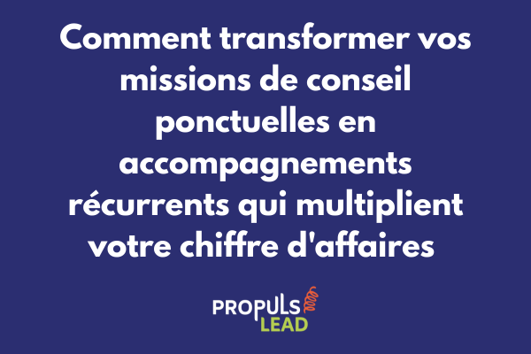 Parcours client consulting avec progression naturelle de mission ponctuelle vers accompagnement récurrent et suivi long terme