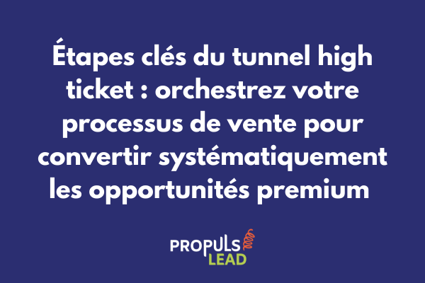 Cartographie détaillée des étapes d'un tunnel de vente high ticket montrant progression depuis qualification jusqu'au closing et fidélisation