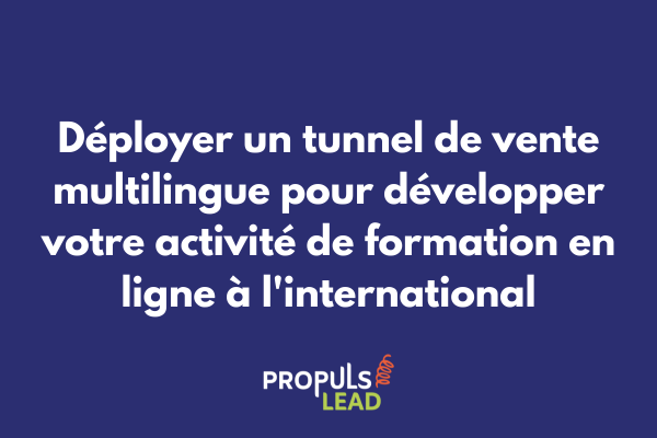 Interface de tunnel de vente multilingue pour organisme de formation en ligne avec inscription en plusieurs langues