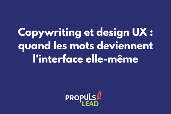Interface UX avec microcopy optimisée et flux de conversion clair montrant textes de boutons et labels