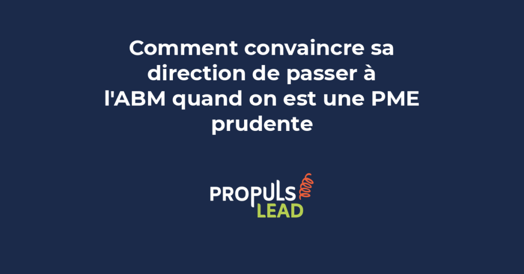 Présentation de business case ABM devant un comité de direction de PME B2B avec indicateurs de performance