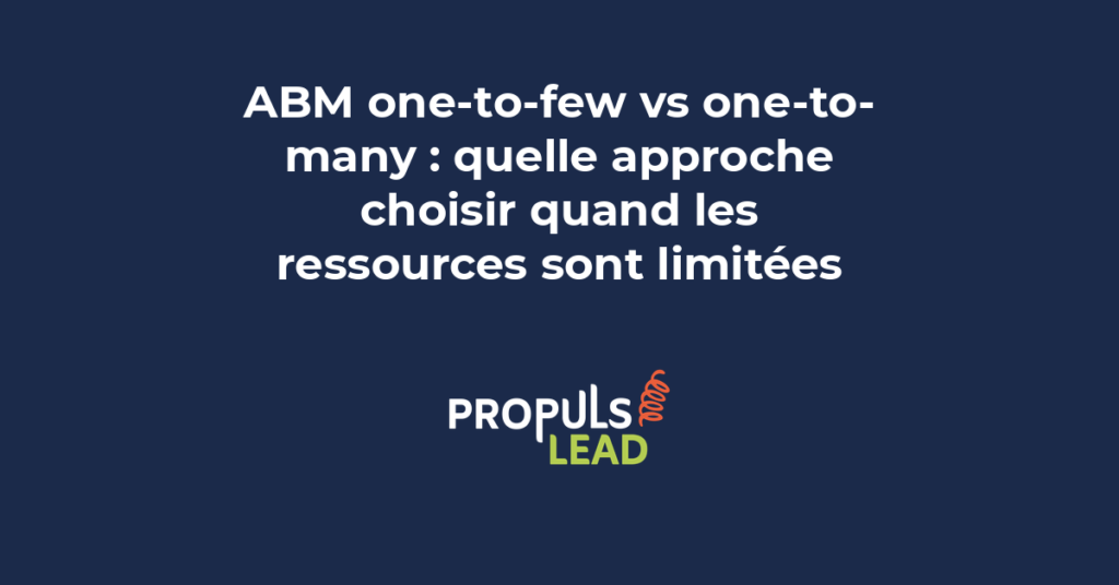 Matrice décisionnelle ABM montrant le positionnement one-to-few versus one-to-many selon les ressources disponibles et la taille des deals
