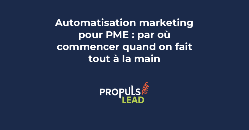 Schéma de workflow automatisé pour une PME montrant le parcours du prospect depuis le formulaire jusqu'à la relance email automatique