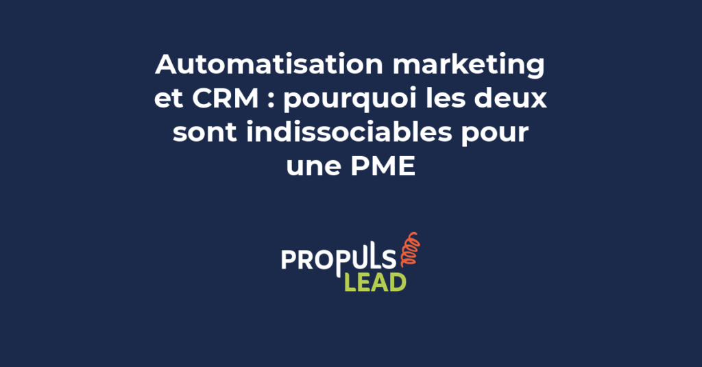 Schéma montrant la connexion entre un système CRM central et les workflows d'automatisation marketing, avec les données de prospects circulant entre les deux systèmes