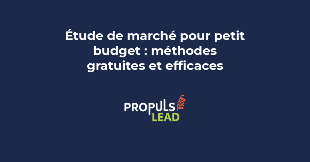 Infographie montrant cinq méthodes d'étude de marché gratuites : questionnaires en ligne, entretiens directs, analyse concurrentielle, forums en ligne, données publiques