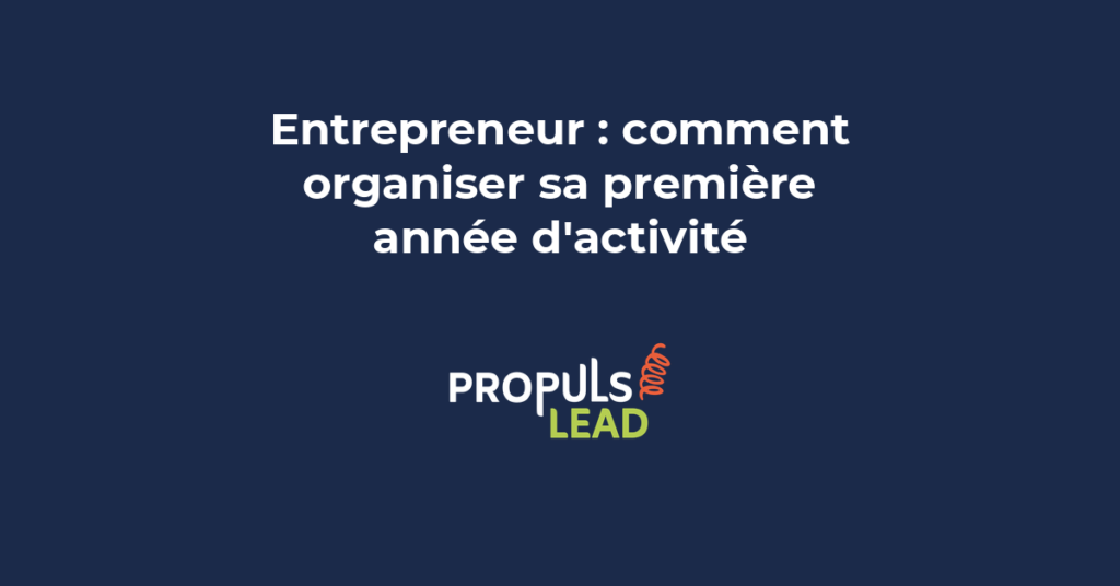 Timeline d'une première année d'entrepreneur avec étapes clés, deadlines administratives et jalons commerciaux