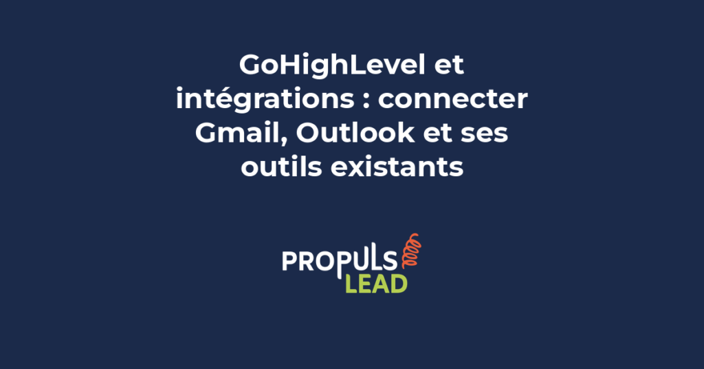 Interface des intégrations GoHighLevel affichant les logos des applications populaires comme Gmail, Outlook, Zapier et Slack