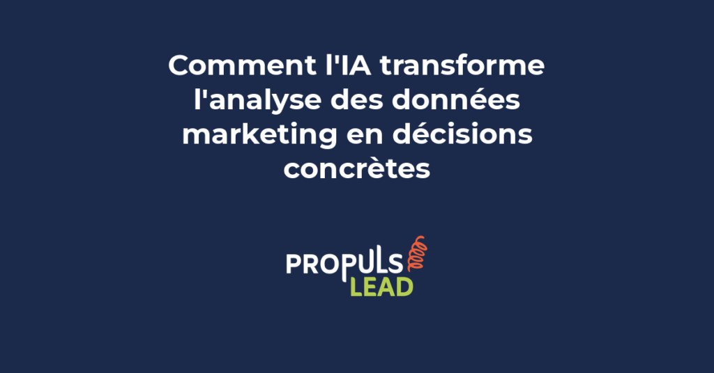 Tableau de bord marketing alimenté par intelligence artificielle affichant des recommandations concrètes basées sur l'analyse de données