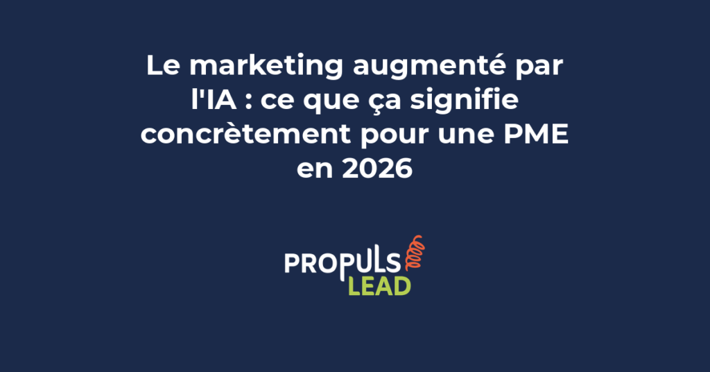 Illustration du concept de marketing augmenté par l'IA montrant un entrepreneur utilisant des outils intelligents pour automatiser ses campagnes