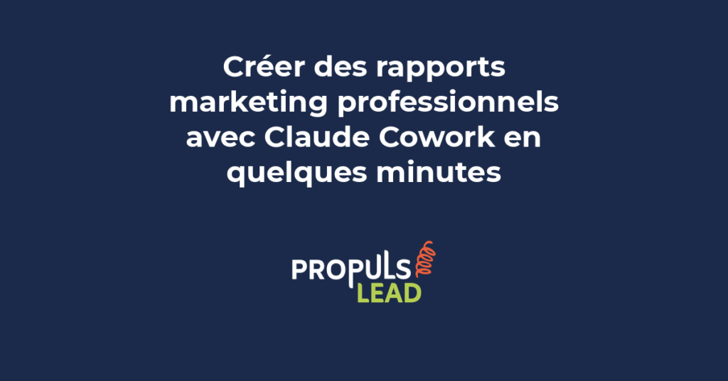 Rapport marketing professionnel généré par Claude Cowork avec graphiques de performance et analyse de données pour PME