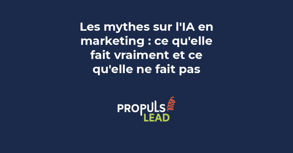 Illustration montrant un cerveau avec symboles marketing, démystifiant les idées reçues sur l'IA