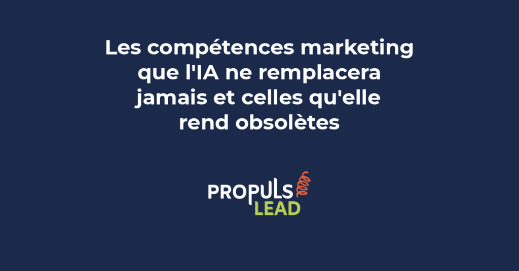 Illustration montrant les compétences marketing durables et celles devenant obsolètes avec l'IA et l'automatisation