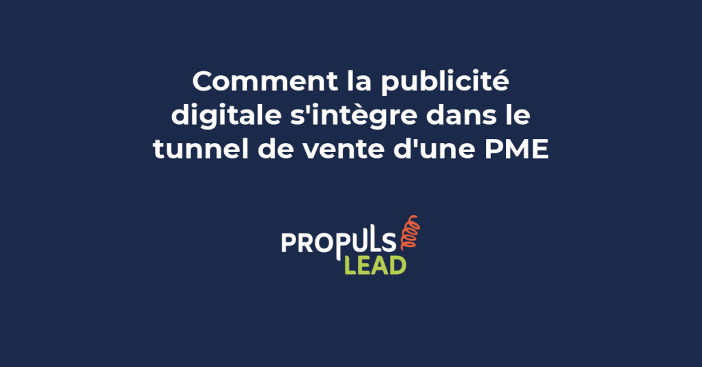 Tunnel de vente PME montrant l'intégration de la publicité digitale à chaque étape du parcours client