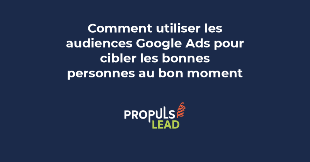 Segmentation d'audiences Google Ads avec icônes de ciblage par comportement et intention