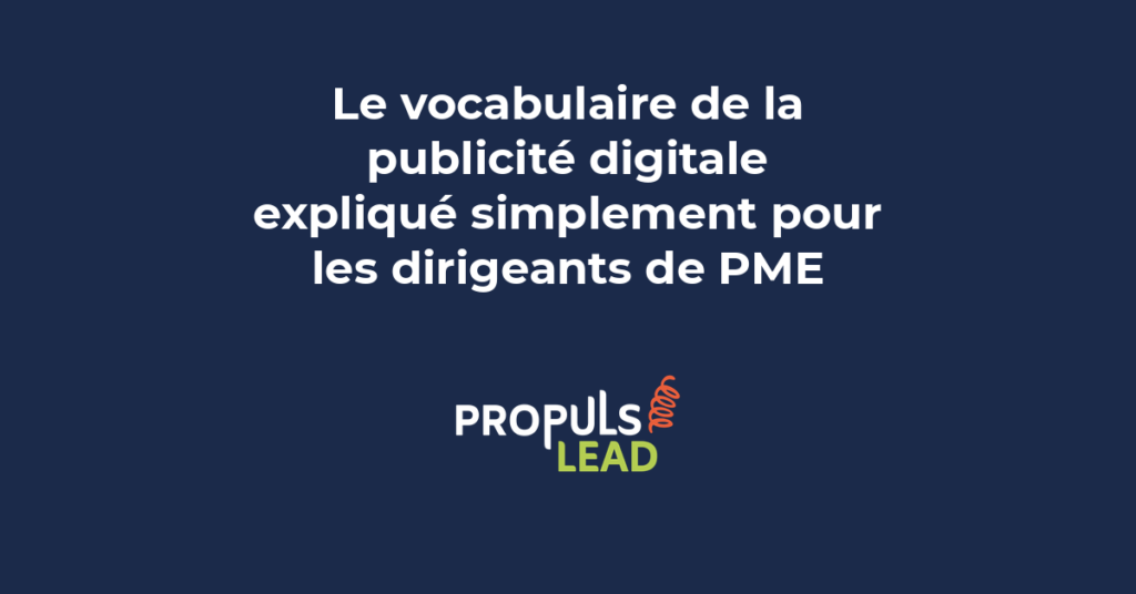Infographie explicative des termes clés de la publicité digitale avec impressions, clics, conversions et retour sur investissement ROAS