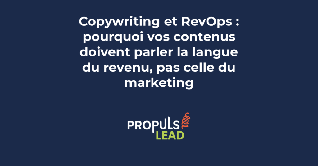 Diagramme montrant le rôle du copywriting dans une stratégie RevOps alignant marketing ventes et customer success