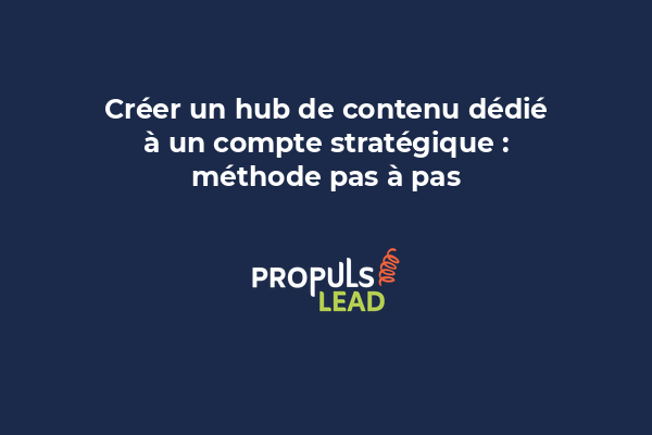 Diagramme montrant la structure d'un hub de contenu ABM avec contenus thématiques, ressources téléchargeables et études de cas.