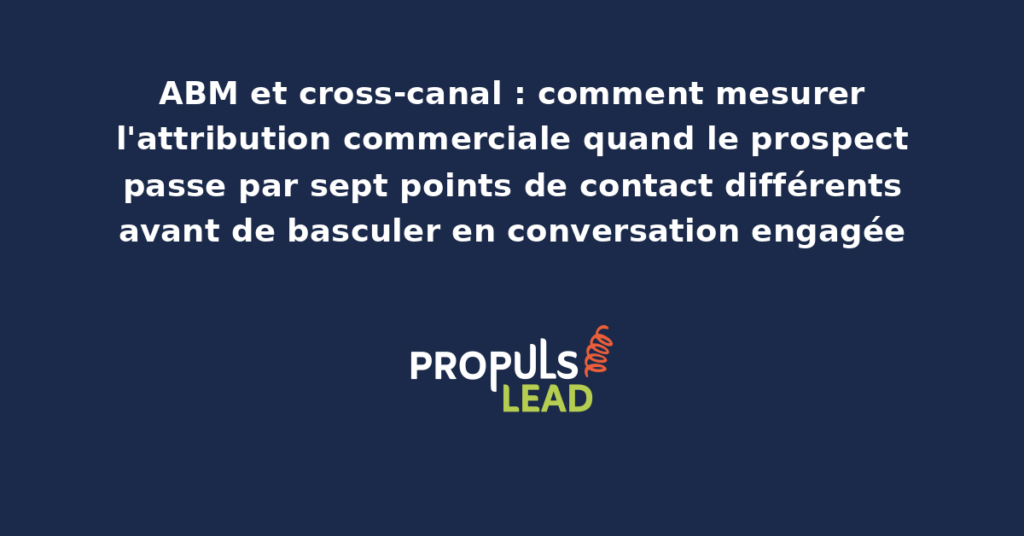 Schéma d'attribution multi-touch ABM avec sept points de contact reliés au compte cible et la conversion finale visualisée