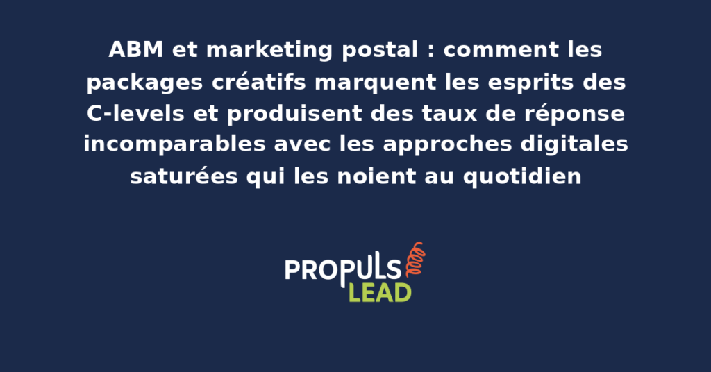 Package de marketing postal créatif et soigné destiné à un C-level dans le cadre d'une stratégie ABM avec emballage premium et contenu personnalisé démontrant l'attention portée