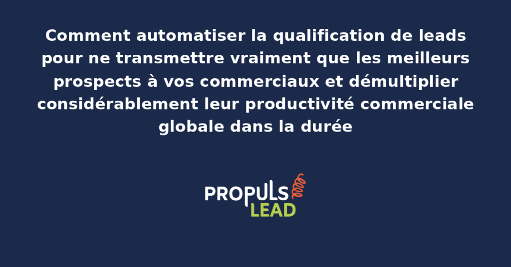 Schéma d'automatisation de qualification de leads présentant le scoring comportemental et la transmission sélective des prospects qualifiés vers les commerciaux pour démultiplier leur productivité
