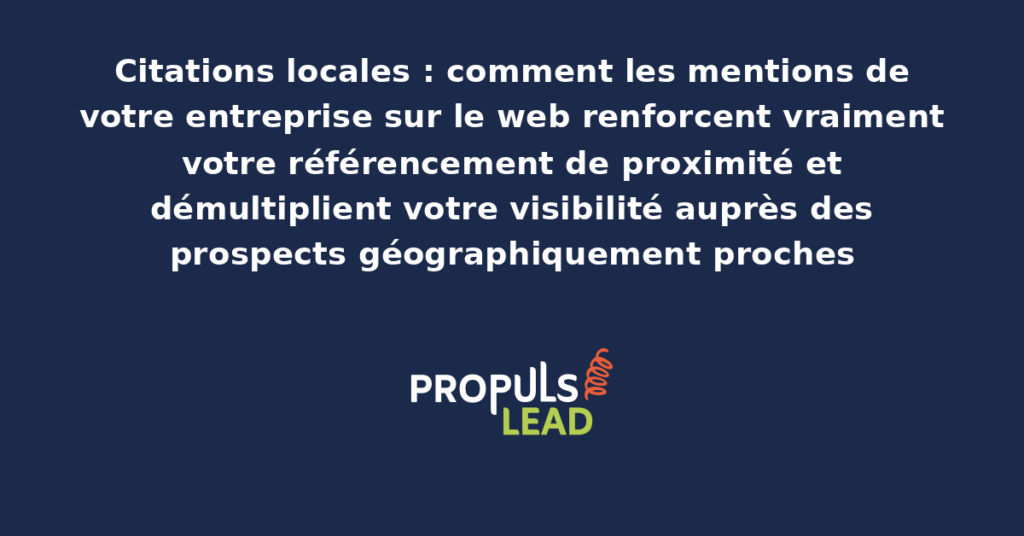 Diagramme de citations locales présentant les multiples mentions de l'entreprise sur différentes plateformes annuaires et sites web qui contribuent au référencement local de proximité
