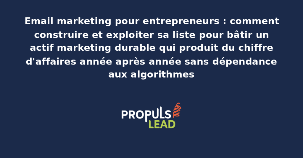 Schéma d'une stratégie email marketing pour entrepreneur avec capture de leads, séquences automatisées, segmentation et indicateurs de performance par campagne et par segment