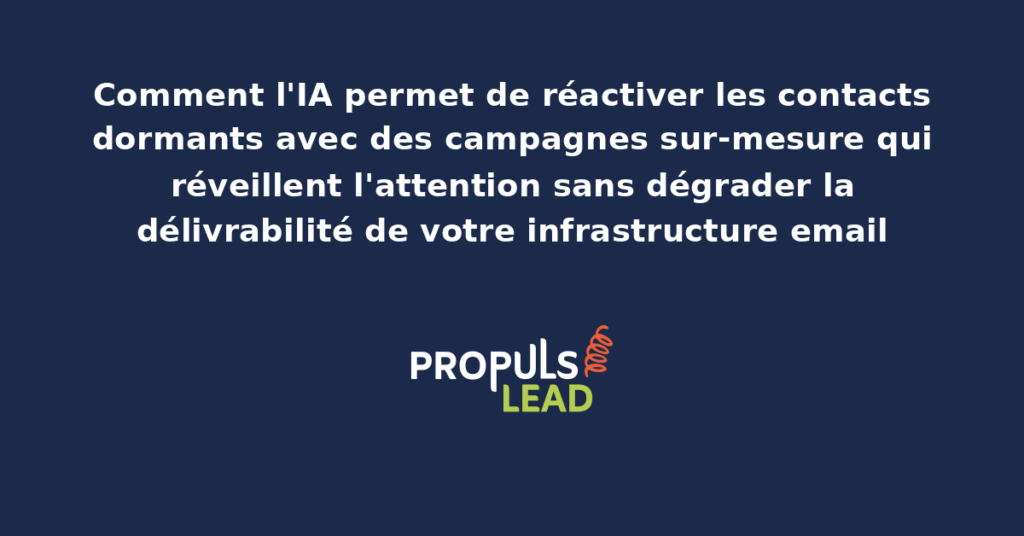 Tableau de bord IA segmentant les contacts dormants selon leur potentiel de réactivation et proposant des campagnes personnalisées par segment
