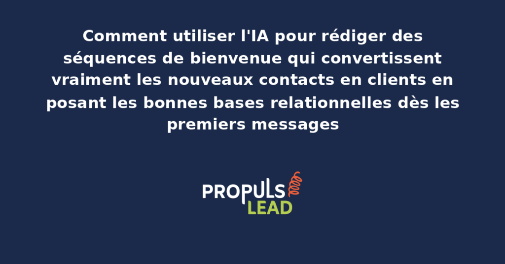 Capture d'une interface d'IA générant une séquence d'emails de bienvenue avec personnalisation par segment de contact