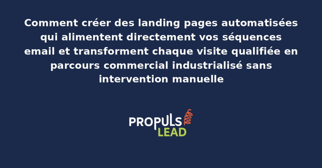 Schéma d'une landing page automatisée connectée à une séquence email avec capture de lead, segmentation comportementale et déclenchement de workflows personnalisés selon le profil