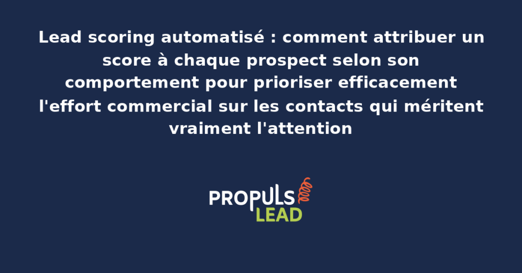 Tableau de bord de lead scoring affichant la distribution des prospects par score et l'évolution des scores au cours du parcours commercial