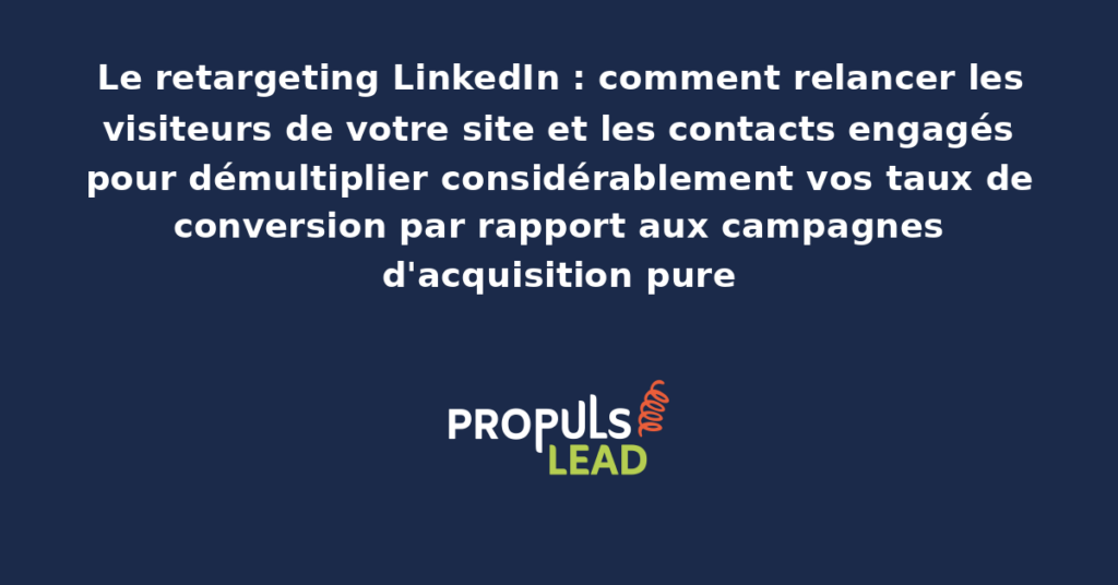 Schéma du fonctionnement du retargeting LinkedIn présentant le suivi des visiteurs du site avec pixel Insight Tag et la diffusion de publicités personnalisées à ces visiteurs sur LinkedIn