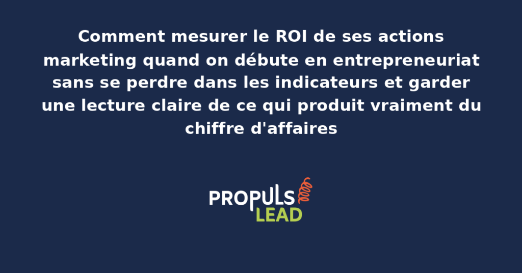 Tableau de bord simple d'entrepreneur affichant les indicateurs ROI clés par canal marketing avec lecture claire des actions rentables