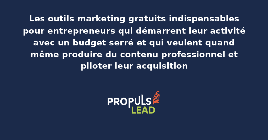 Bureau d'un entrepreneur avec écran montrant plusieurs outils marketing gratuits ouverts simultanément pour gérer son activité de démarrage