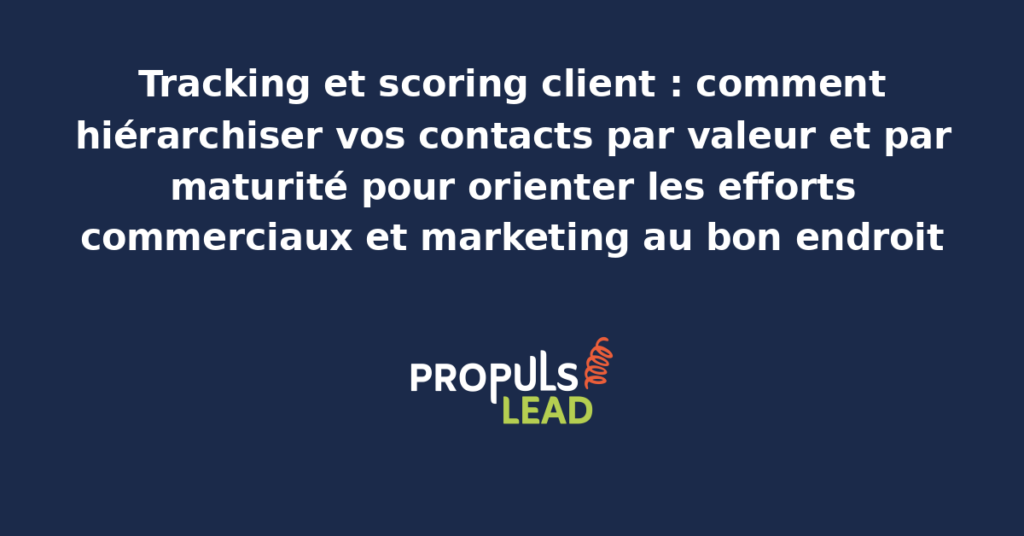 Schéma d'un système de scoring client présentant les axes de valeur et de maturité, avec des segments hiérarchisés et des actions commerciales associées à chaque cellule de la matrice