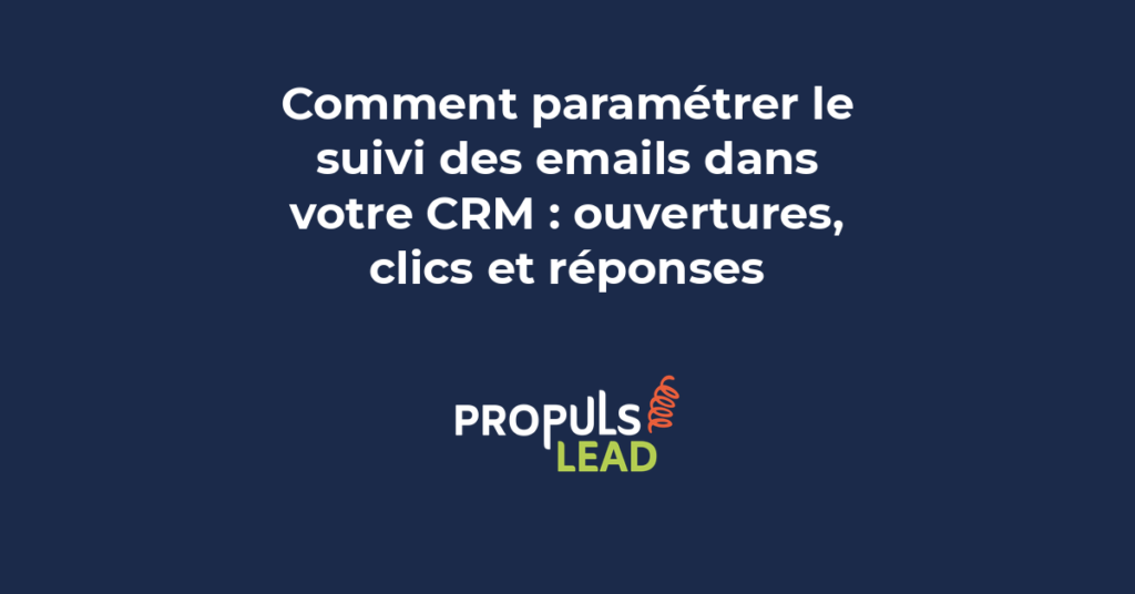 Dashboard CRM affichant des statistiques d'email : taux d'ouverture, clics, réponses avec graphiques et timeline de chaque interaction.