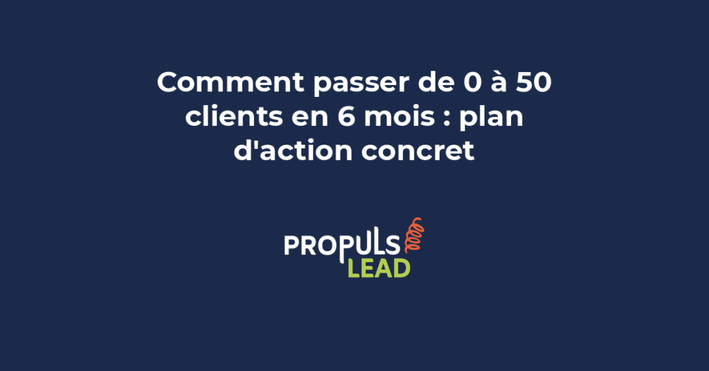 Plan d'action mois par mois pour passer de zéro à cinquante clients en six mois avec stratégies d'acquisition concrètes