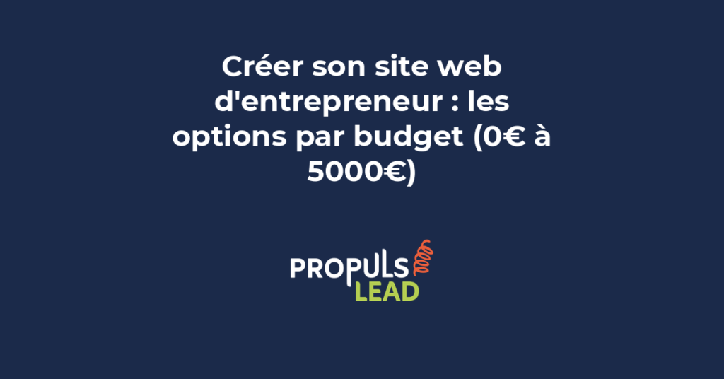 Infographie montrant les options de création de site web selon le budget de 0€ à 5000€